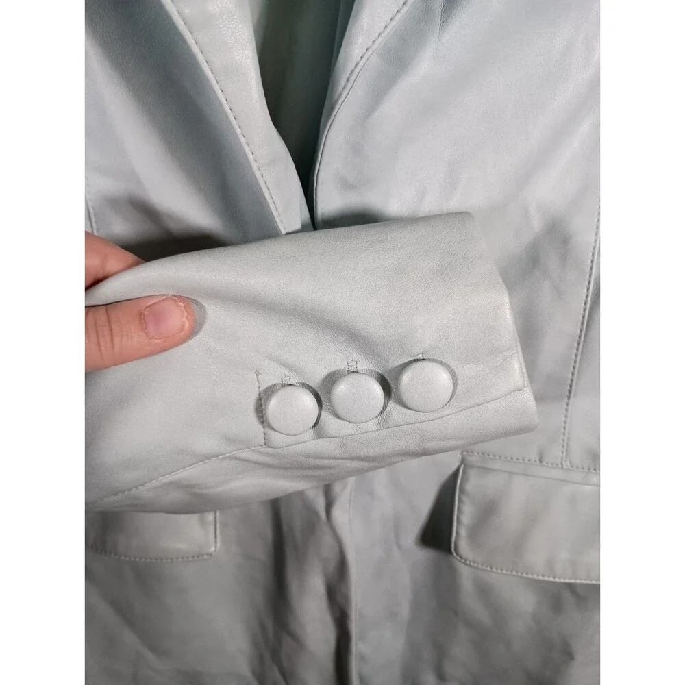 Avec Les Filles Anthropologie Pale Blue Faux Leather Jacket Women's Size Medium